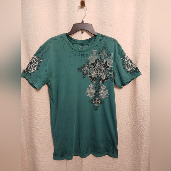 Archaic By Affliction Teal T- Shirt - Picture 1 of 6